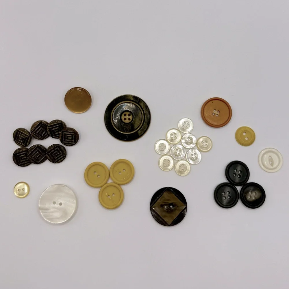 VINTAGE Brass Plastic & MOP Buttons - Lot of 30